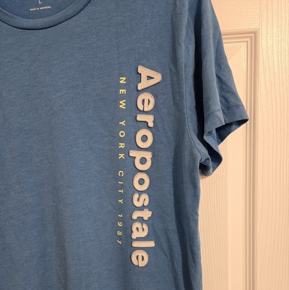 Aeropostale T-Shirt Men's Size Large Short Sleeve Light Blue Cotton - Picture 5 of 9